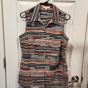 Notations Sleeveless Medium Button-up Blouse